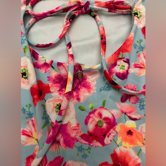 VICTORIAS SECRET ONE PIECE STRAPPY SWIM SUIT BLUE FLORAL SIZE XL Open Back - Picture 7 of 9